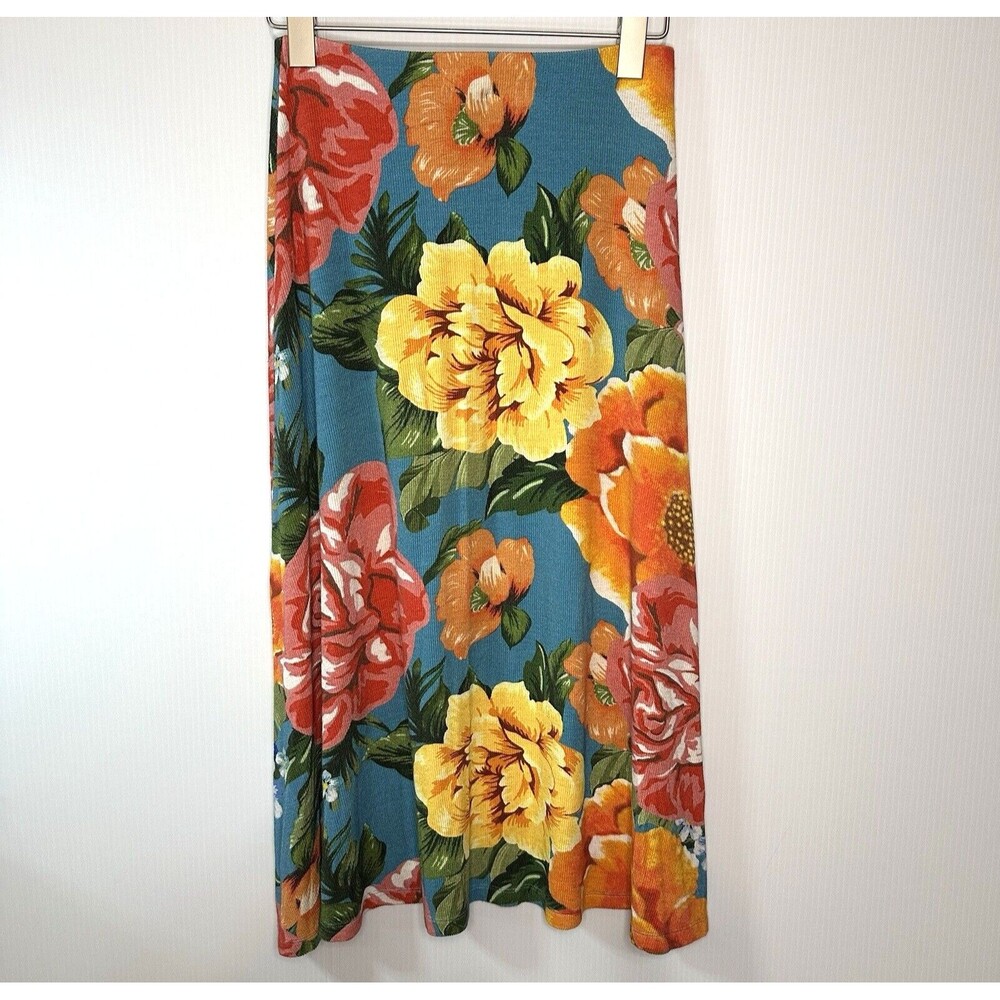 Farm Rio skirt Women's XXS Petites knit ribbed tropical maxi multicolor stretchy